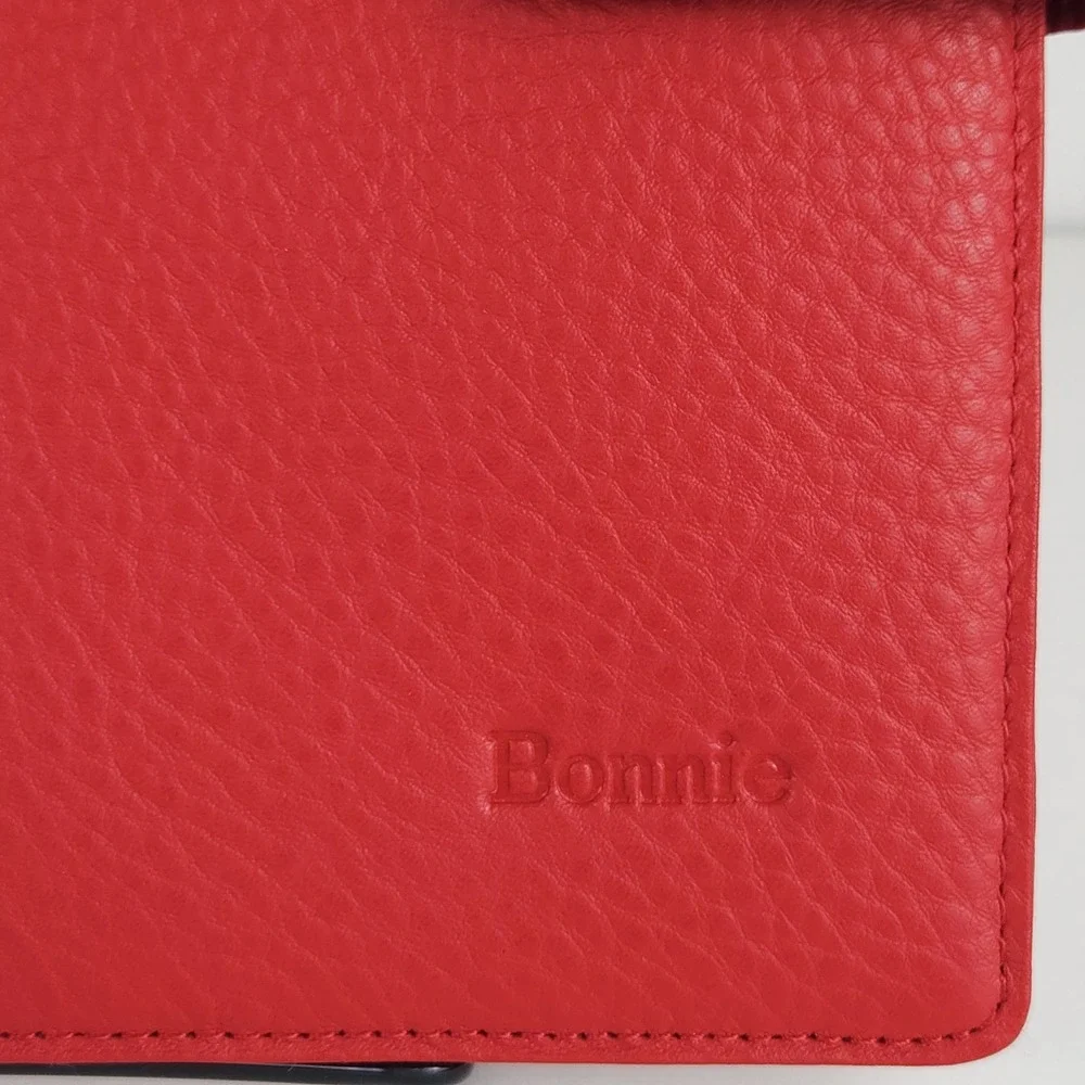 Levenger Pebbled Leather Portfolio Organizer Cover Red Personalized Bonnie 10x8
